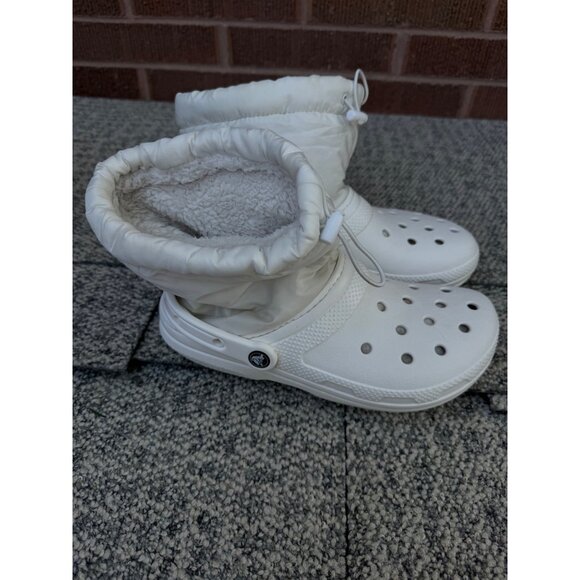Winter White Crocs Boots With Sherpa Lining For M7/W9 - Picture 1 of 7